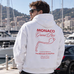 Monaco Grand Prix Hoodie – Beyaz – model üzerinde arka görünüm