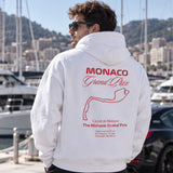 Monaco Grand Prix Hoodie – Beyaz – model üzerinde arka görünüm