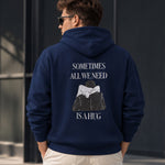 We Need A Hug Hoodie – Lacivert – model üzerinde arka görünüm