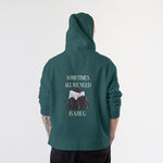 We Need A Hug Hoodie – Koyu Yeşil – model üzerinde arka görünüm