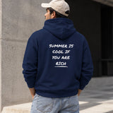 Summer Is Cool If You're Rich Hoodie – Lacivert – model üzerinde arka görünüm