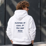 Summer Is Cool If You're Rich Hoodie – Beyaz – model üzerinde arka görünüm
