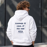 Summer Is Cool If You're Rich Hoodie – Beyaz – model üzerinde arka görünüm