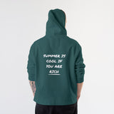 Summer Is Cool If You're Rich Hoodie – Koyu Yeşil – model üzerinde arka görünüm