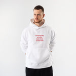 I’m Boring Baby Hoodie – Beyaz – model üzerinde ön görünüm