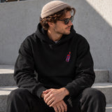Pasta Sex Wine Hoodie – Siyah – model üzerinde ön görünüm