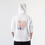 Pasta Sex Wine Hoodie – Beyaz – model üzerinde arka görünüm