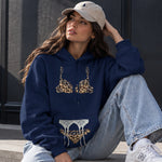 Noir Seduce – Leopard Hoodie – Lacivert – model üzerinde ön görünüm