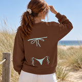 Blue Bikini Oversize Sweatshirt – Kahverengi – model üzerinde arka görünüm