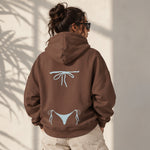 Blue Bikini Oversize Hoodie – Kahverengi – model üzerinde arka görünüm