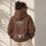 Blue Bikini Oversize Hoodie – Kahverengi – model üzerinde arka görünüm
