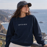 What The Fuck Is Tesla Oversize Sweatshirt – Lacivert – model üzerinde ön görünüm