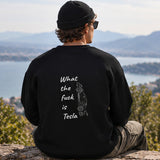 What The Fuck Is Tesla Oversize Sweatshirt – Siyah – model üzerinde arka görünüm