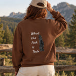 What The Fuck Is Tesla Oversize Sweatshirt – Kahverengi – model üzerinde arka görünüm