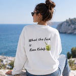 What The Fuck Is Kuzu Kulağı Oversize Sweatshirt – Beyaz – model üzerinde arka görünüm