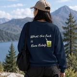 What The Fuck Is Kuzu Kulağı Oversize Sweatshirt – Lacivert – model üzerinde arka görünüm