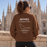 Monza Grand Prix Oversize Sweatshirt – Kahverengi – model üzerinde arka görünüm