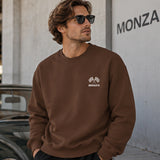 Monza Grand Prix Oversize Sweatshirt – Kahverengi – model üzerinde ön görünüm