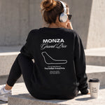 Monza Grand Prix Oversize Sweatshirt – Siyah – model üzerinde arka görünüm