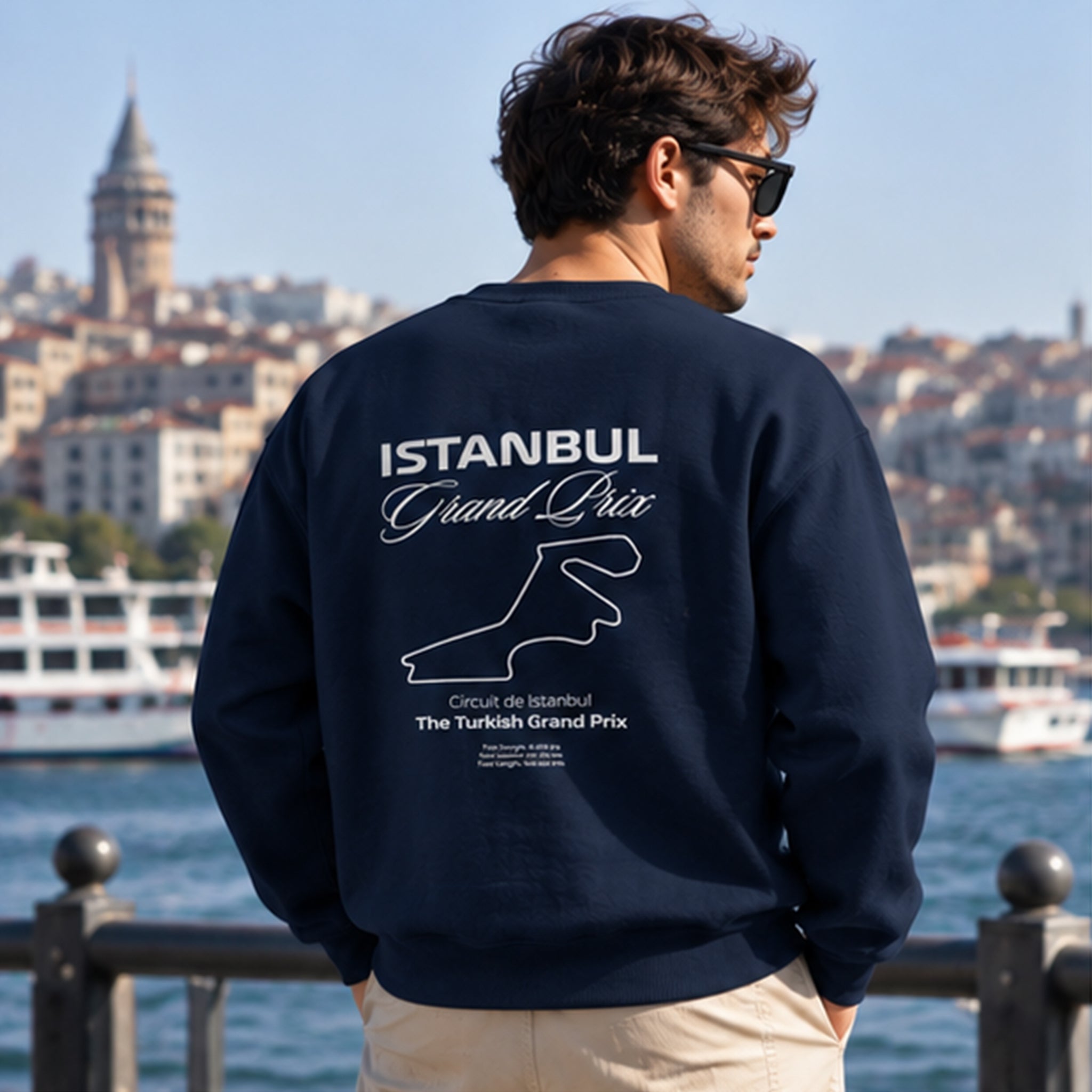 Türkiye Grand Prix Oversize Sweatshirt – Lacivert – model üzerinde arka görünüm