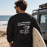 Slow Sunday Coffee Club Oversize Sweatshirt – Siyah – model üzerinde arka görünüm