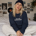 Can We Fuck Oversize Sweatshirt – Lacivert – model üzerinde ön görünüm