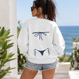 Navy Blue Bikini Oversize Sweatshirt – Beyaz – model üzerinde arka görünüm