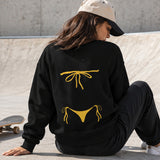 Yellow Bikini Oversize Sweatshirt – Siyah – model üzerinde arka görünüm