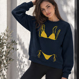Yellow Bikini Oversize Sweatshirt – Lacivert – model üzerinde ön görünüm