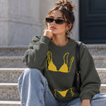Yellow Bikini Oversize Sweatshirt – Antrasit – model üzerinde ön görünüm