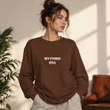 My Prime Era Oversize Sweatshirt – Kahverengi – model üzerinde ön görünüm