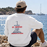 Saint Tropez Sailing Club Oversize Sweatshirt – Beyaz – model üzerinde arka görünüm