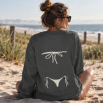 White Bikini Oversize Sweatshirt – Antrasit – model üzerinde arka görünüm