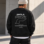 Imola Grand Prix Oversize Sweatshirt – Siyah – model üzerinde arka görünüm