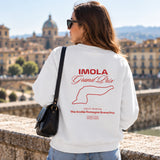 Imola Grand Prix Oversize Sweatshirt – Beyaz – model üzerinde arka görünüm