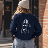 Catch Me By The Sea Oversize Sweatshirt – Lacivert – model üzerinde arka görünüm