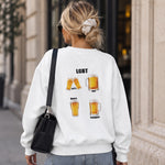 Lets Get Beers Tonight Oversize Sweatshirt – Beyaz – model üzerinde arka görünüm