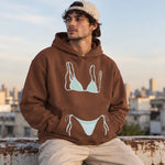 Blue Bikini Oversize Hoodie – Kahverengi – model üzerinde ön görünüm