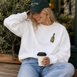 Big Money Never Comes Clean Oversize Sweatshirt – Beyaz – model üzerinde ön görünüm