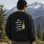 Big Money Never Comes Clean Oversize Sweatshirt – Siyah – model üzerinde arka görünüm