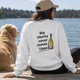 Big Money Never Comes Clean Oversize Sweatshirt – Beyaz – model üzerinde arka görünüm