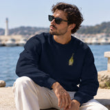 Big Money Never Comes Clean Oversize Sweatshirt – Lacivert – model üzerinde ön görünüm