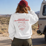 Spa-Francorchamps Grand Prix Oversize Sweatshirt – Beyaz – model üzerinde arka görünüm