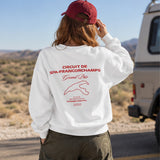 Spa-Francorchamps Grand Prix Oversize Sweatshirt – Beyaz – model üzerinde arka görünüm