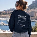 Monaco Grand Prix Oversize Sweatshirt – Lacivert – model üzerinde arka görünüm