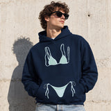 Blue Bikini Oversize Hoodie – Lacivert – model üzerinde ön görünüm