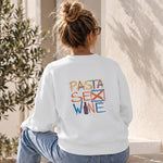 Pasta Sex Wine Oversize Sweatshirt – Beyaz – model üzerinde arka görünüm
