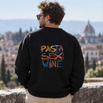 Pasta Sex Wine Oversize Sweatshirt – Siyah – model üzerinde arka görünüm