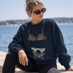 Noir Seduce – Leopard Oversize Sweatshirt – Lacivert – model üzerinde ön görünüm