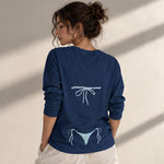 Blue Bikini Sweatshirt – Lacivert – model üzerinde arka görünüm